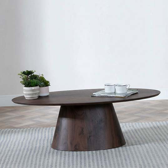 Chiswick Walnut Oval Coffee Table with Pedestal Base