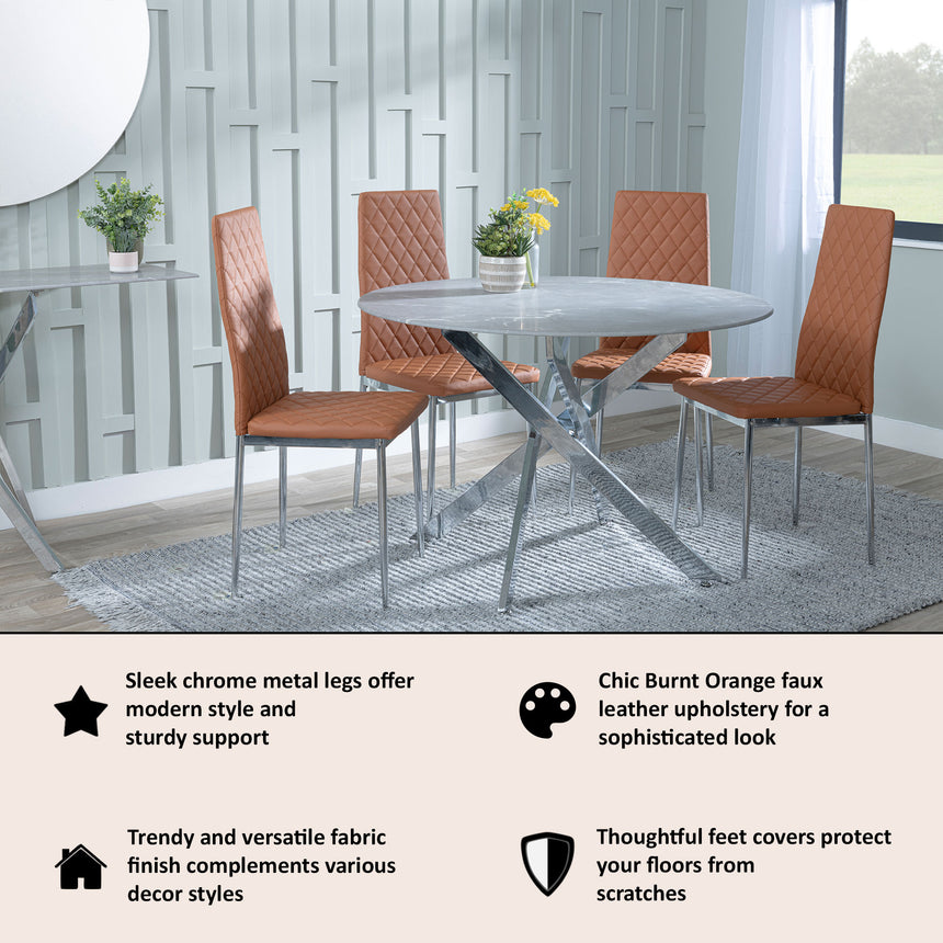 Novato Leather Dining Chairs with Chrome Metal Legs