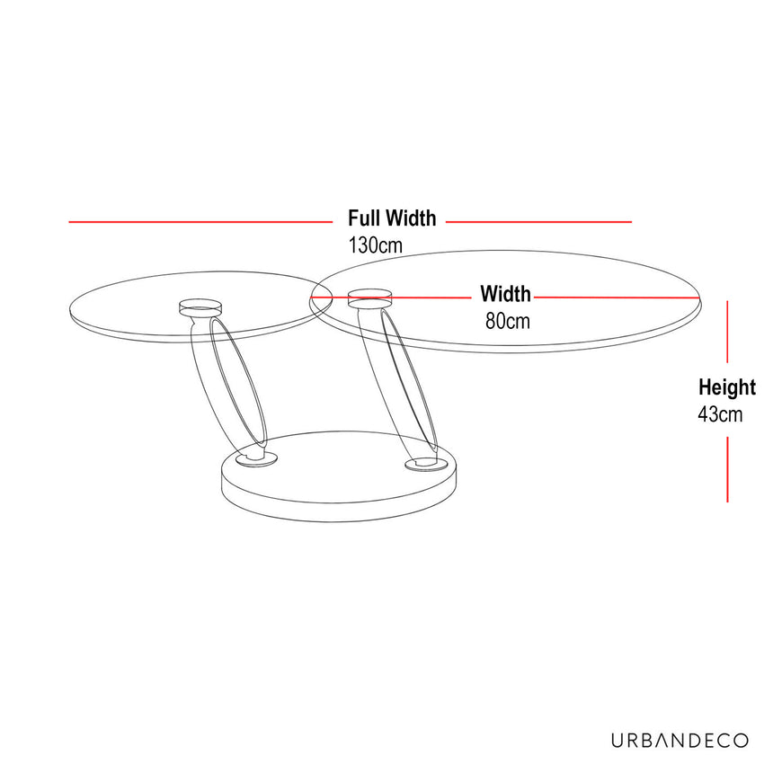 Prato Swivel Glass Top Round Coffee Table