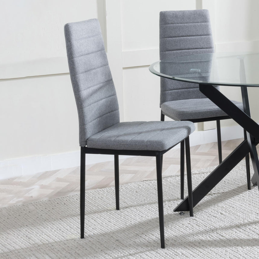 Clearance - Lido Dining Chair in Dark Grey Colour Fabric with Black Legs-5