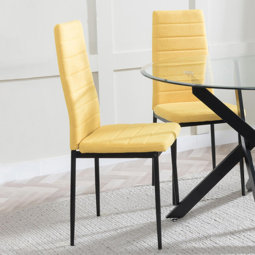 Clearance - Lido Dining Chair in Yellow Colour Fabric with Black Legs