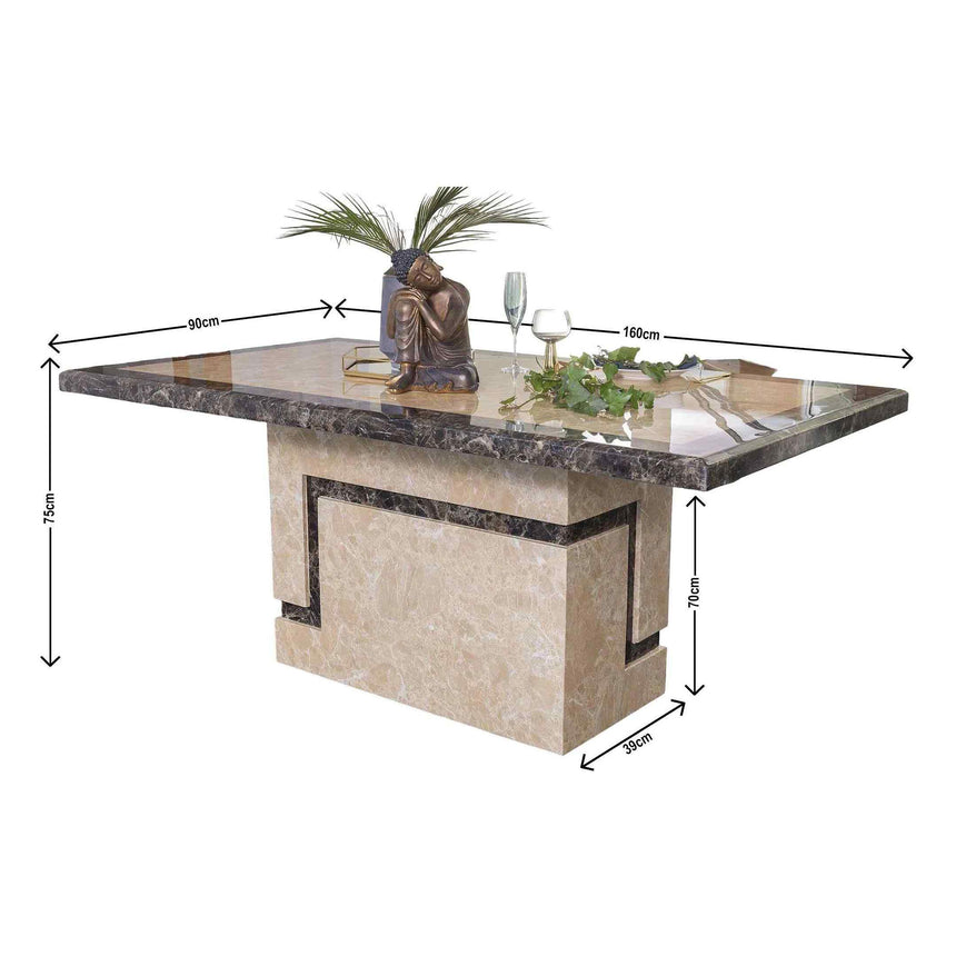 Sicily Cream Marble Dining Table with  Pedestal Base