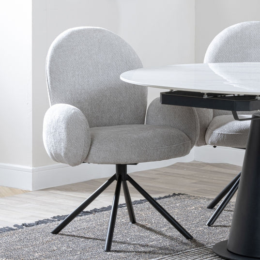 Altavista Fabric Swivel Dining Armchair with Black Legs