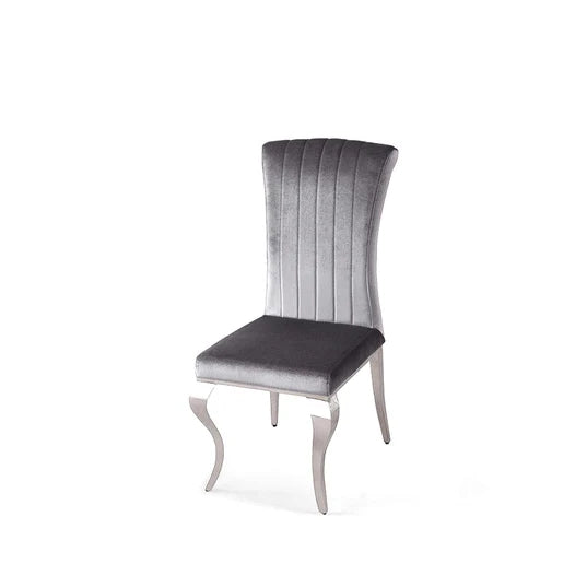 Matera Velvet Fabric Dining Chair with Chrome Legs