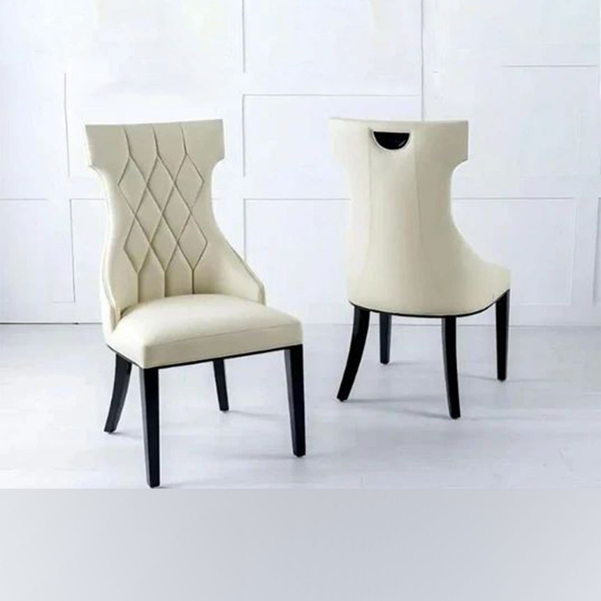 Parish Leather Large High Back Dining Chair with Black Legs