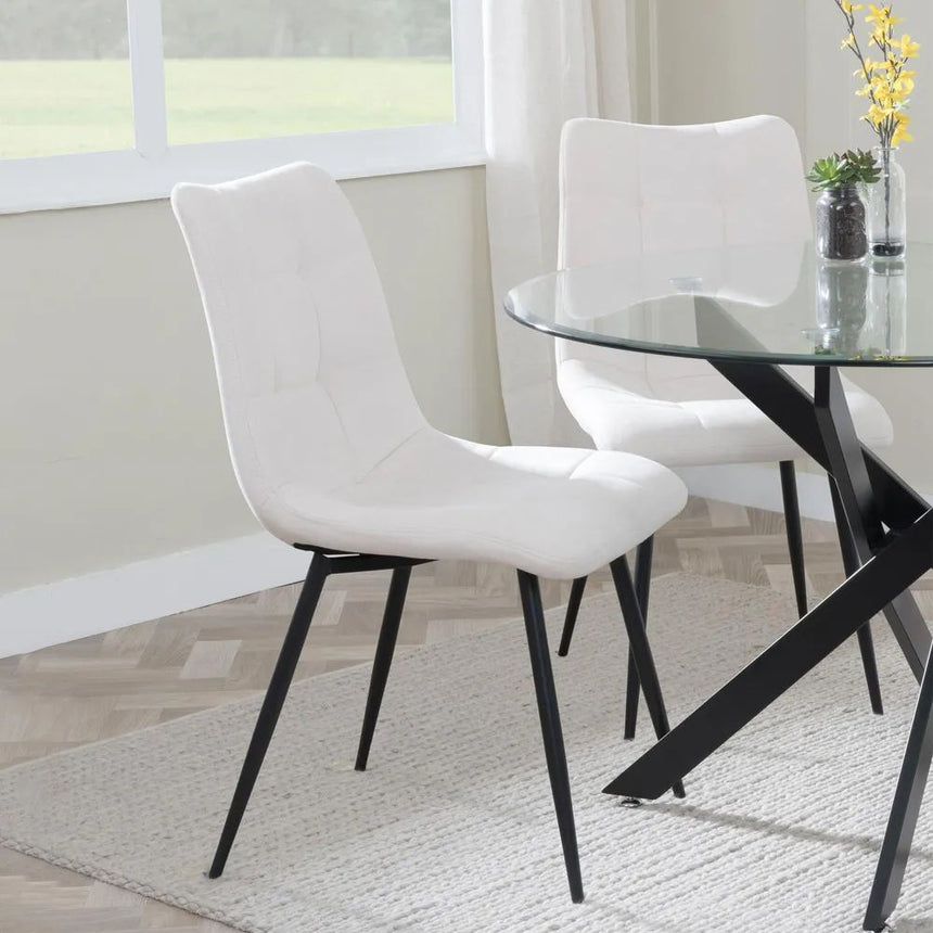 Bolzano Fabric Dining Chairs with Black Metal Legs