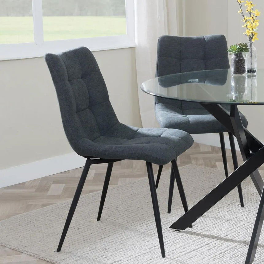 Bolzano Fabric Dining Chairs with Black Metal Legs