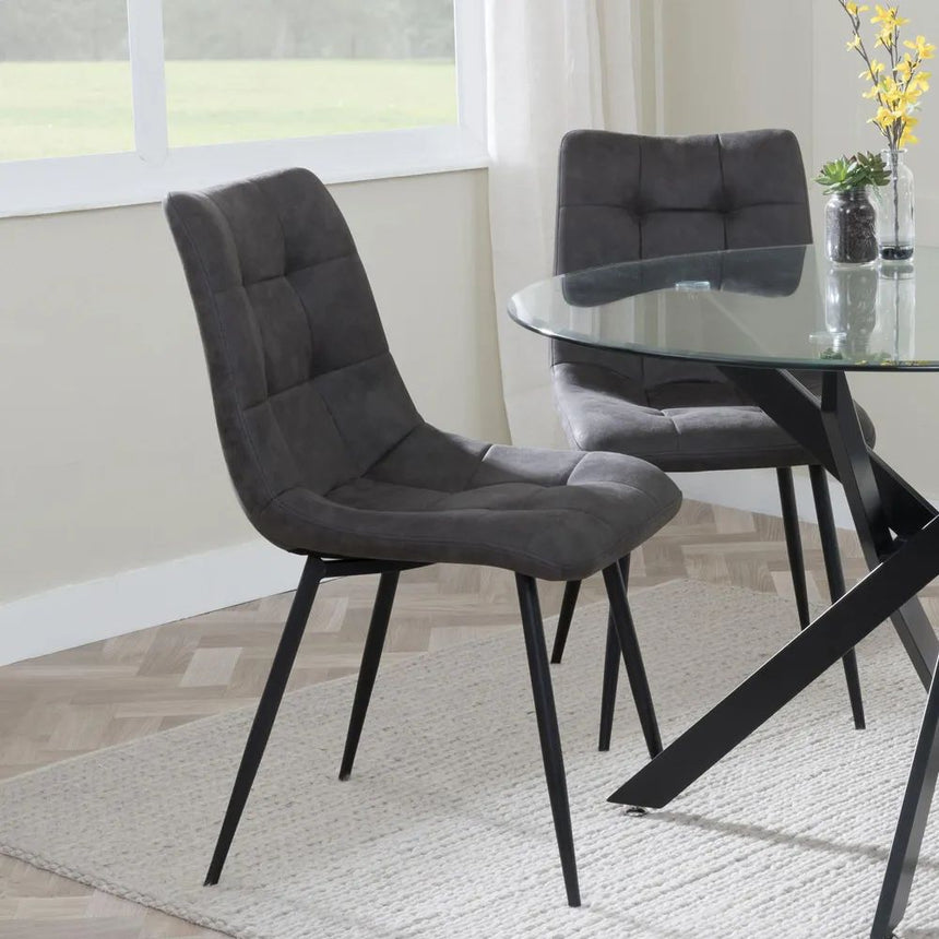 Bolzano Fabric Dining Chairs with Black Metal Legs