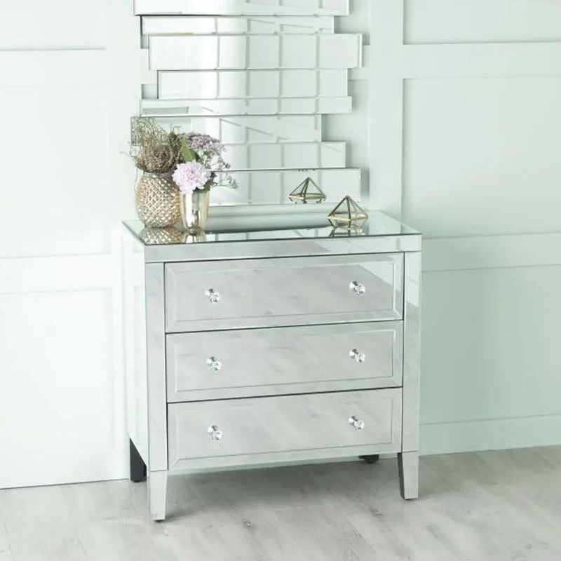 Como Mirrored 3 Drawer Small Chest