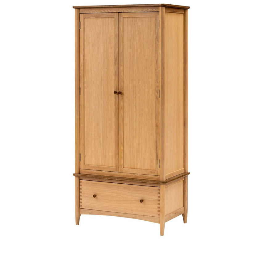 Connecticut Natural Oak 2 Door 1 Drawer Wardrobe