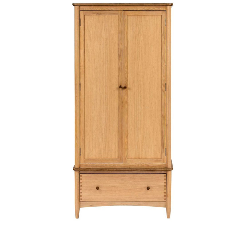 Connecticut Natural Oak 2 Door 1 Drawer Wardrobe