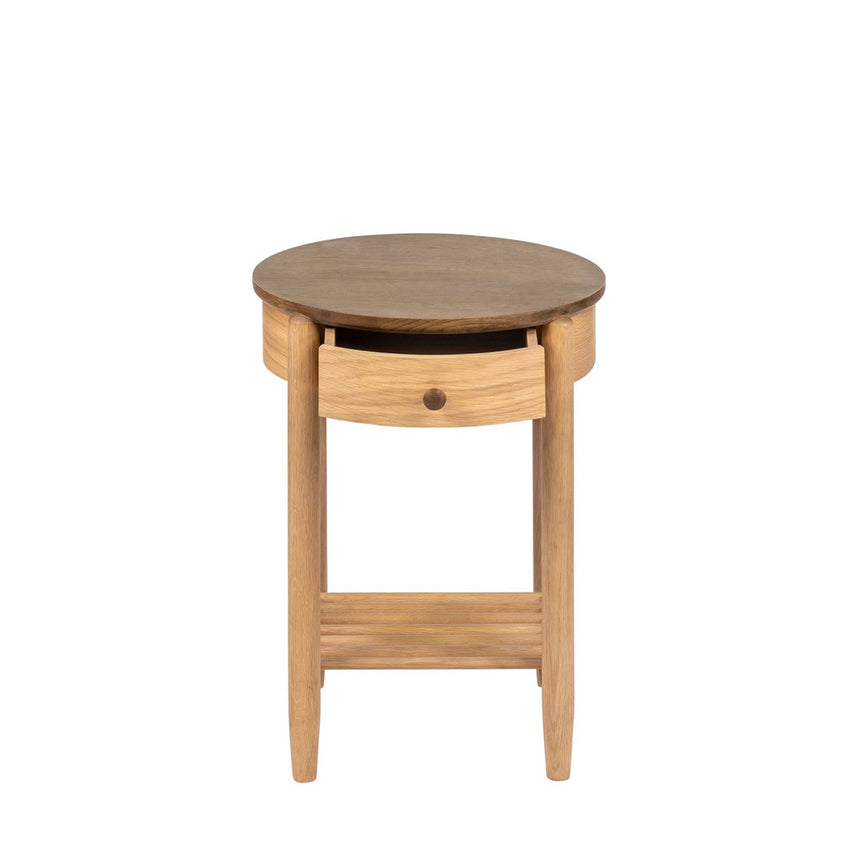 Connecticut Natural Oak 1 Drawer Round Bedside Table
