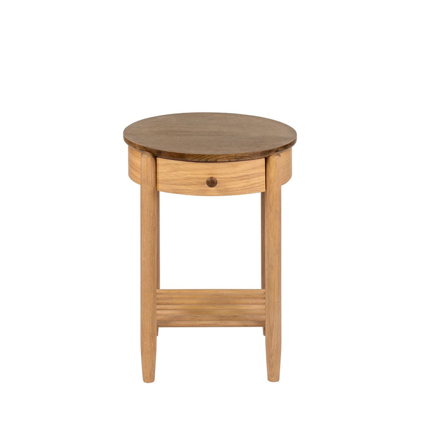 Connecticut Natural Oak 1 Drawer Round Bedside Table
