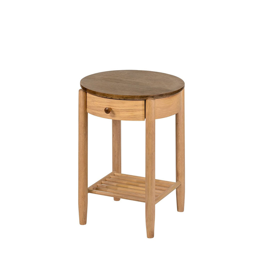 Connecticut Natural Oak 1 Drawer Round Bedside Table