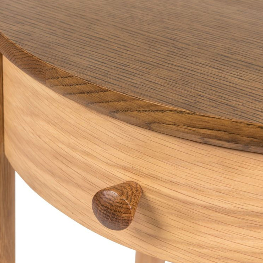 Connecticut Natural Oak 1 Drawer Round Bedside Table