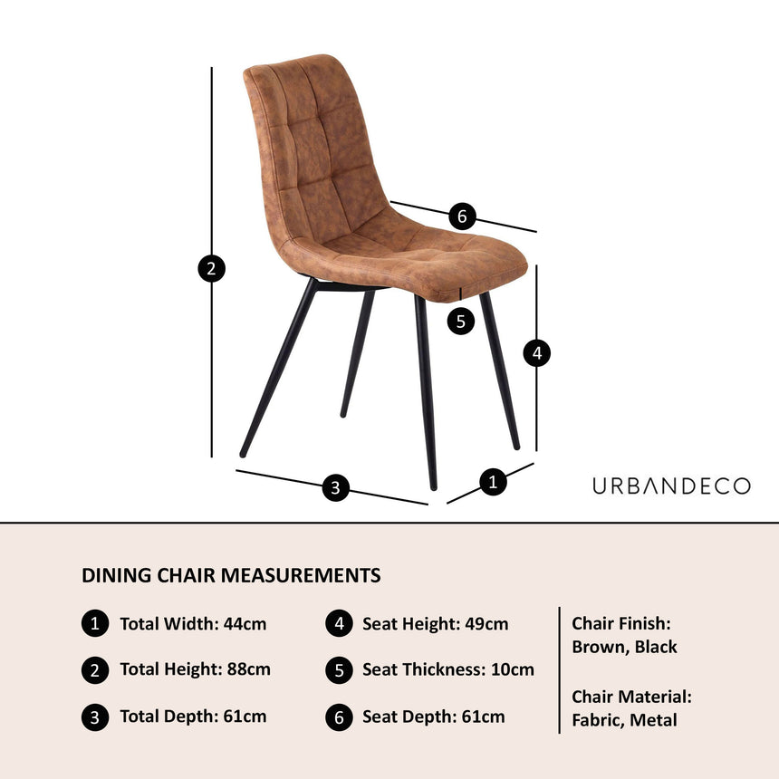 Bolzano Fabric Dining Chairs with Black Metal Legs