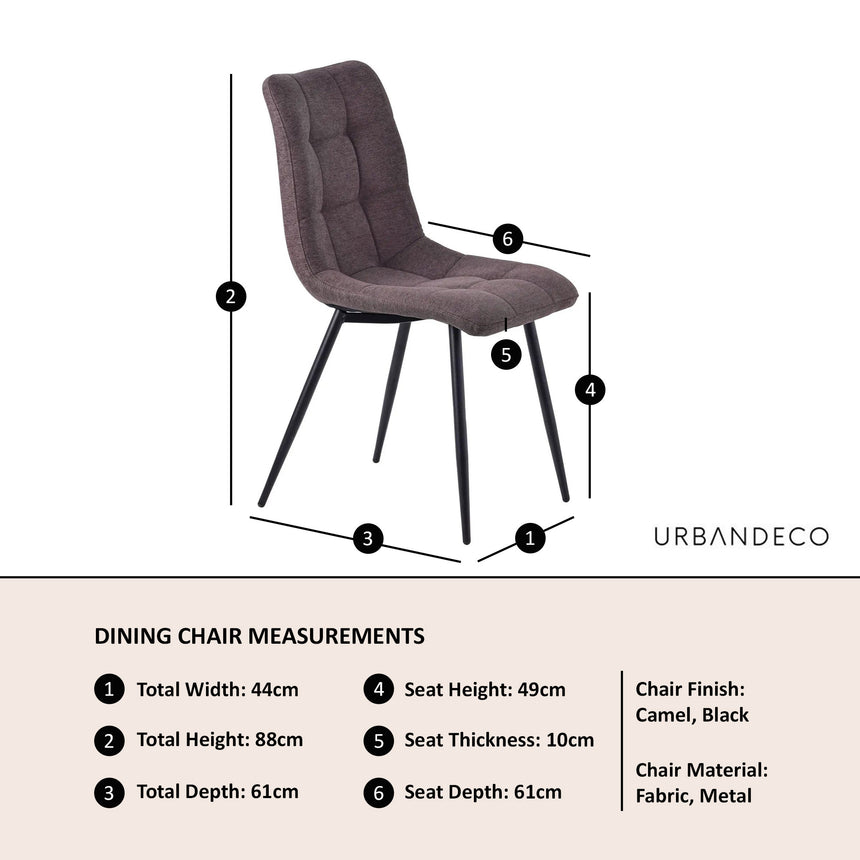 Bolzano Fabric Dining Chairs with Black Metal Legs