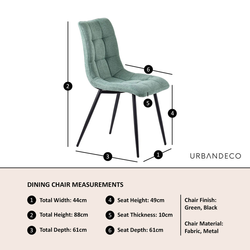 Bolzano Fabric Dining Chairs with Black Metal Legs