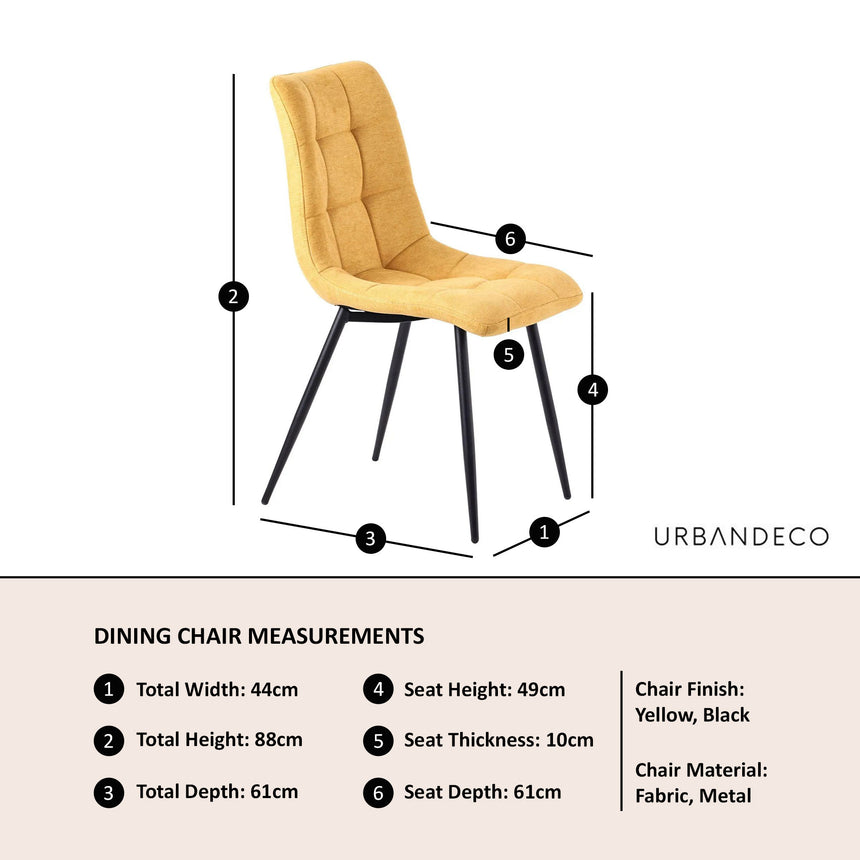 Bolzano Fabric Dining Chairs with Black Metal Legs