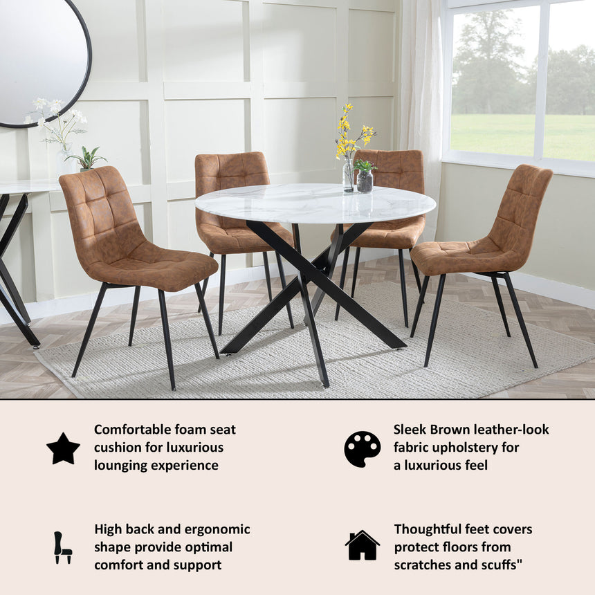 Bolzano Fabric Dining Chairs with Black Metal Legs