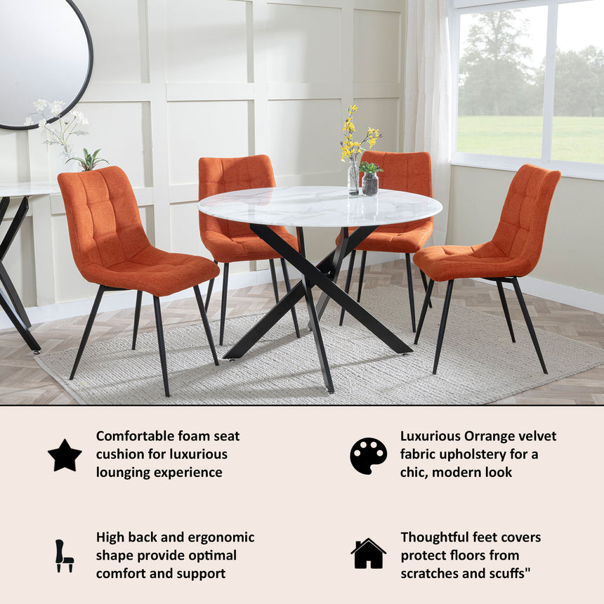 Bolzano Fabric Dining Chairs with Black Metal Legs