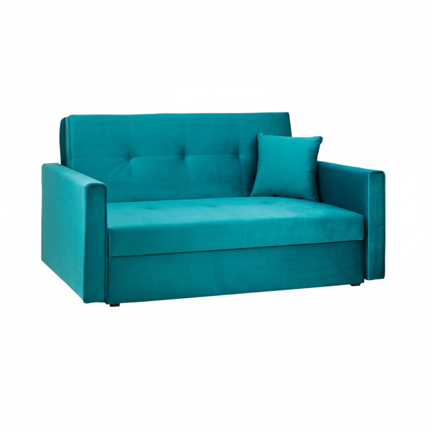 Dacio Plush Teal 3 Seater Sofabed with Storage