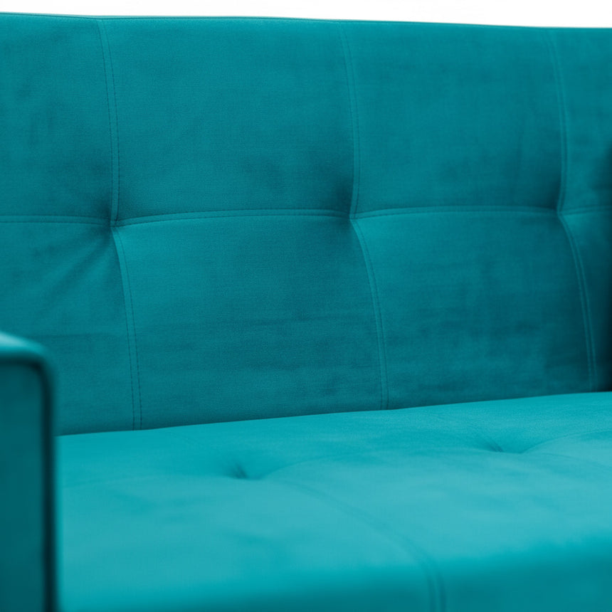 Dacio Plush Teal 3 Seater Sofabed with Storage