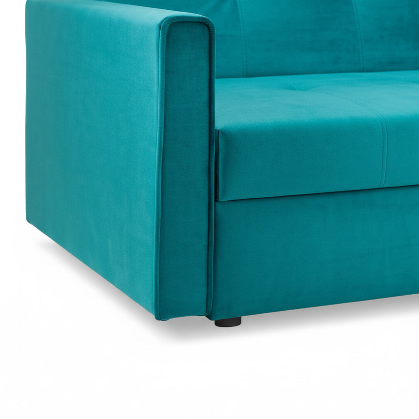 Dacio Plush Teal 3 Seater Sofabed with Storage