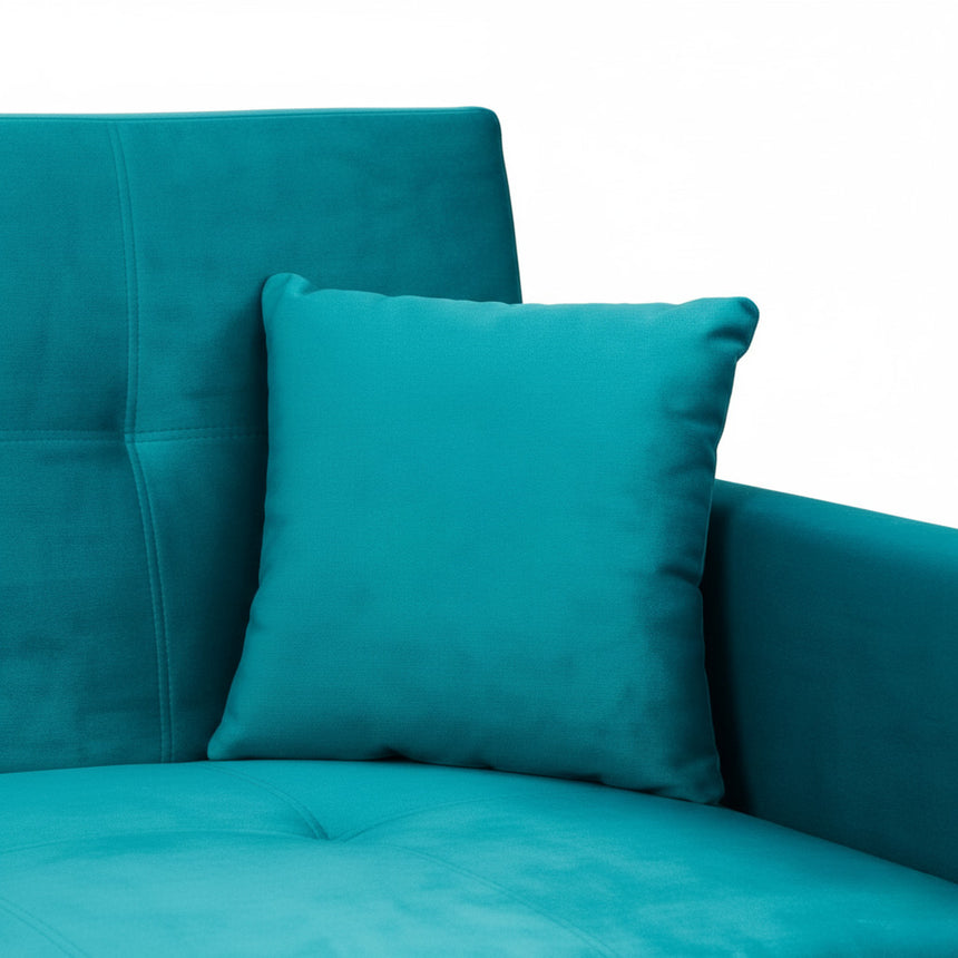 Dacio Plush Teal 3 Seater Sofabed with Storage