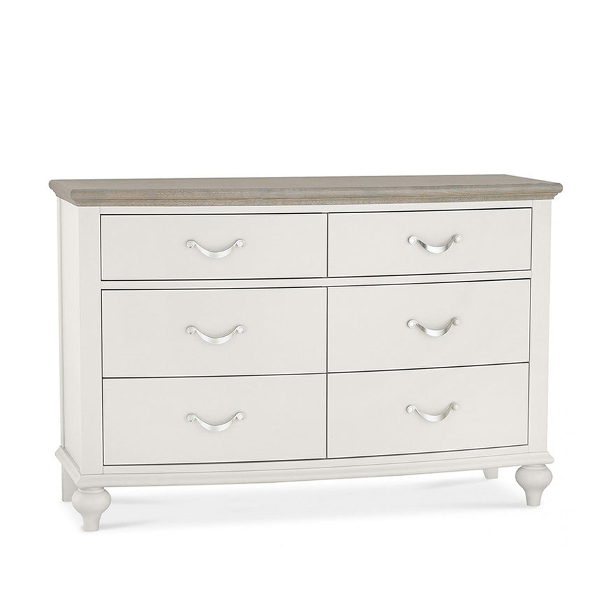 Dakota Grey Washed Oak and Soft Grey 6 Drawer Wide Chest