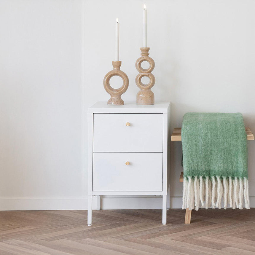 Dalby White Metal 2 Drawer Bedside Cabinet
