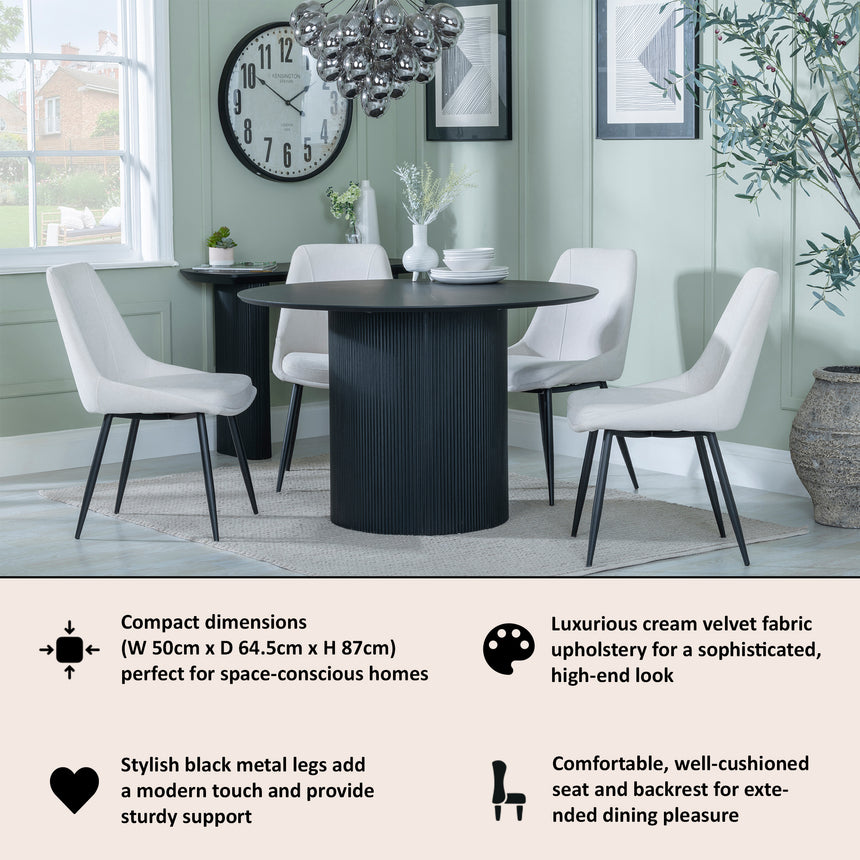 Rovereto Fabric Dining Chair with Black Legs