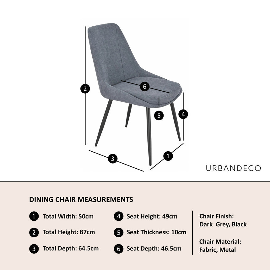 Rovereto Fabric Dining Chair with Black Legs