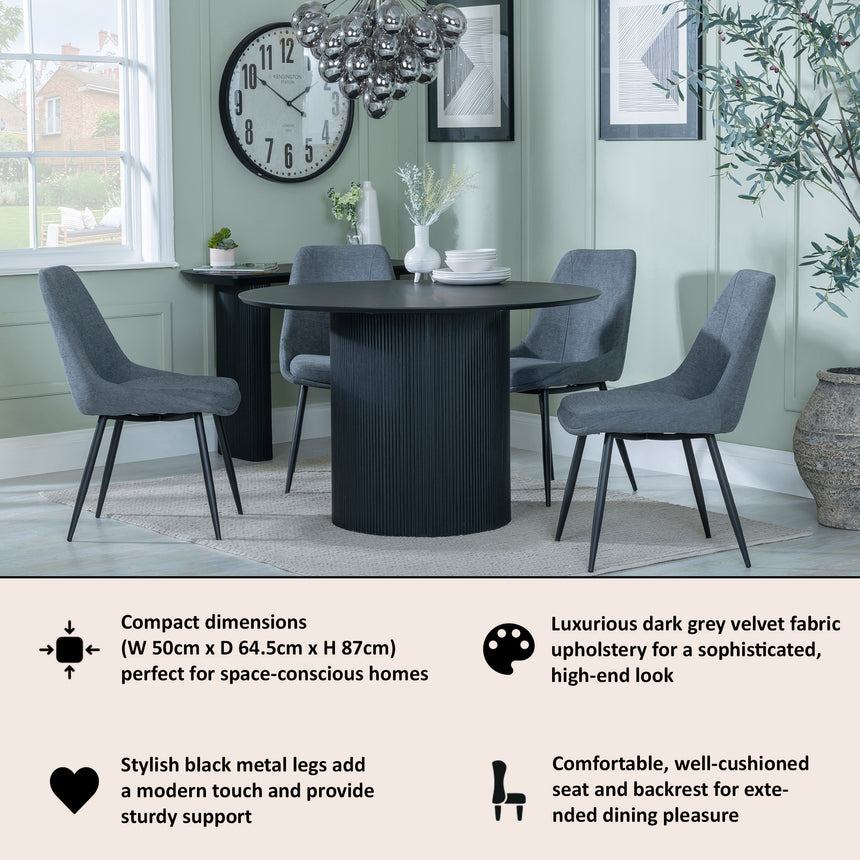 Rovereto Fabric Dining Chair with Black Legs