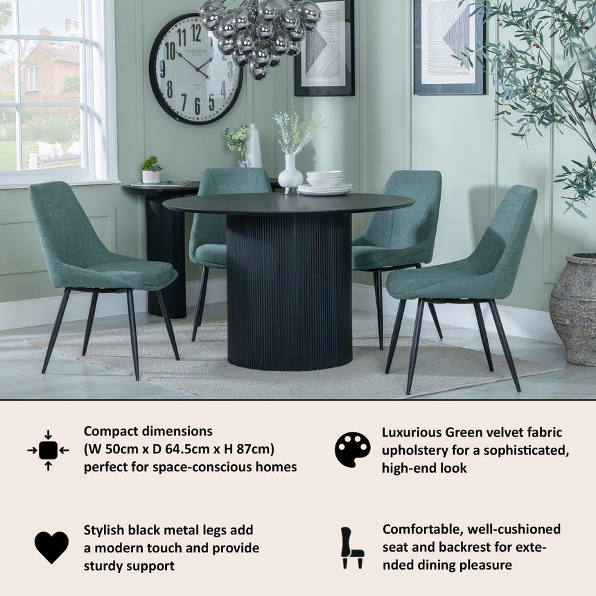 Rovereto Fabric Dining Chair with Black Legs