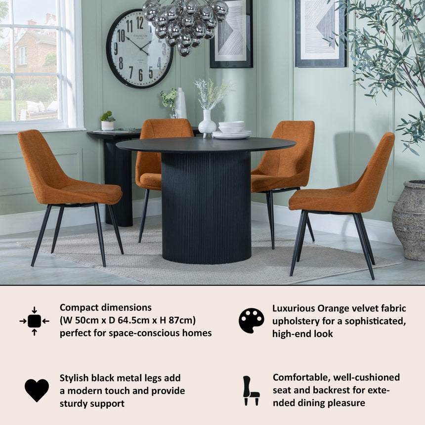 Rovereto Fabric Dining Chair with Black Legs