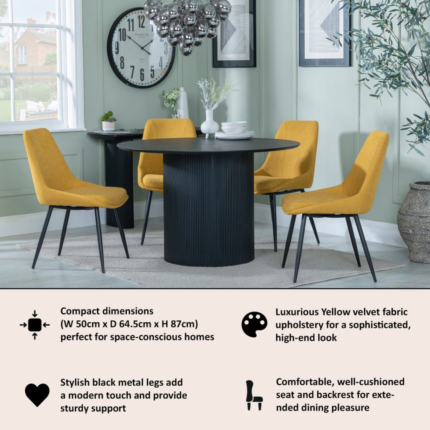 Rovereto Fabric Dining Chair with Black Legs