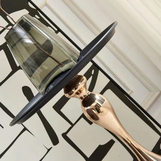 Olivia Black and Gold Round Wine Table with Black Base