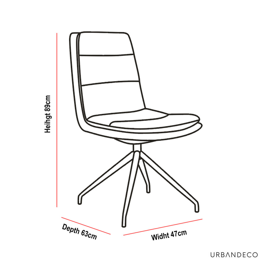 Tuscany Leather Swivel Dining Chair with Black Legs