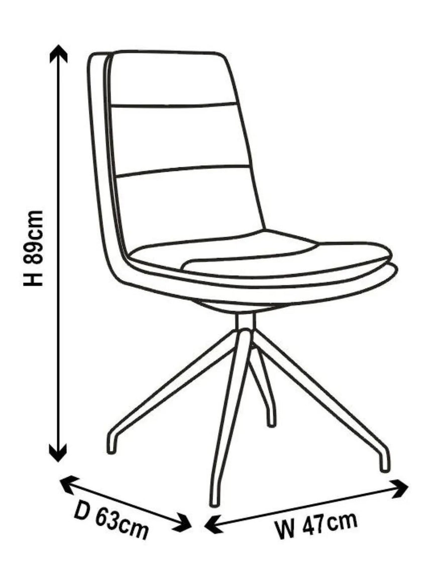 Diego Dining Chair - Swivel - Yellow Leather - Black Legs