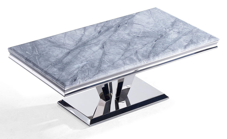 Dolce Coffee Table - Grey Marble & Chrome