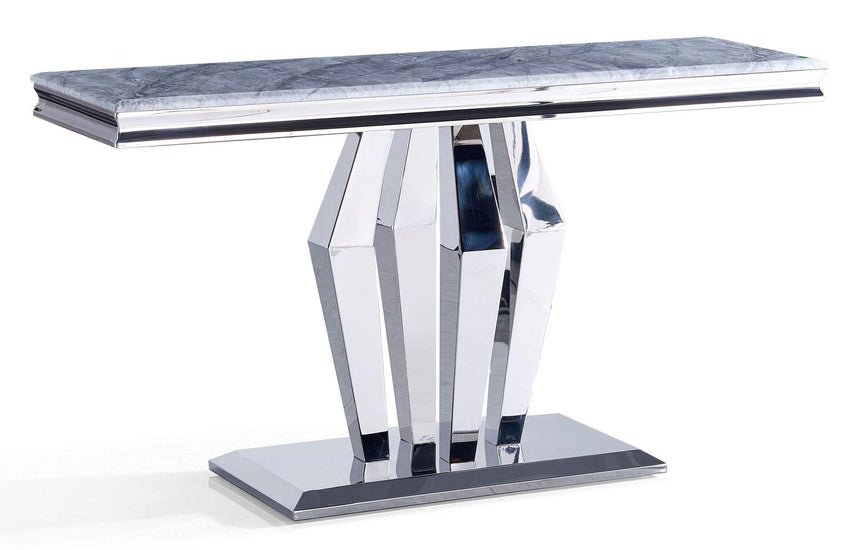 Dolce Console Table - Grey Marble & Chrome