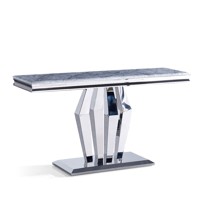 Lucca Grey Marble and Chrome Console Table