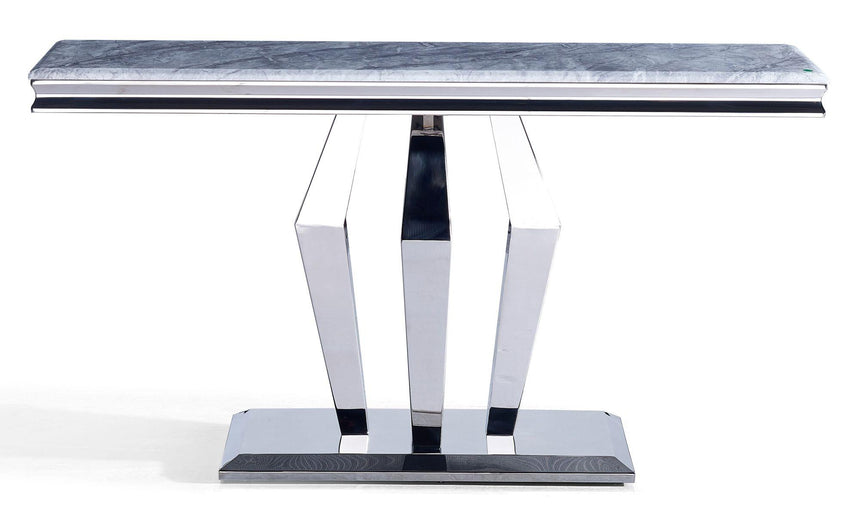 Dolce Console Table - Grey Marble & Chrome