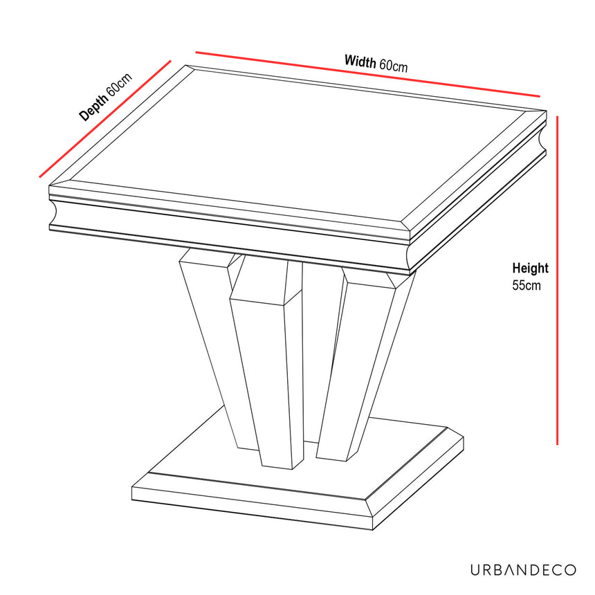 Lucca Grey Marble and Chrome Square Lamp Table