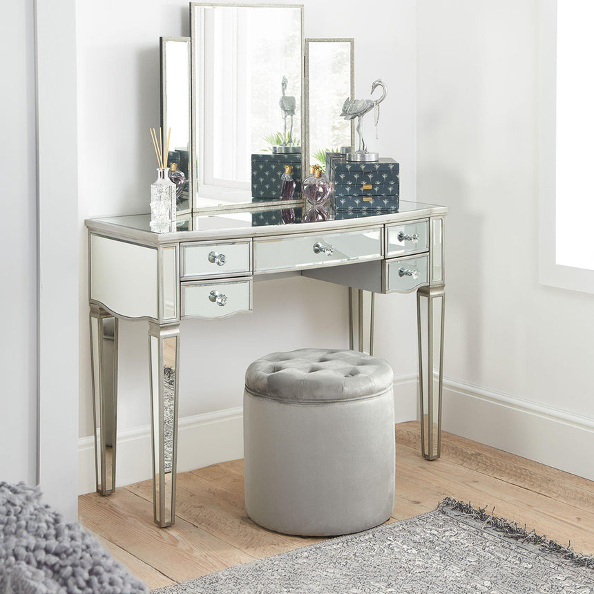 Alabama Mirrored Glass 5 Drawer Dressing Table
