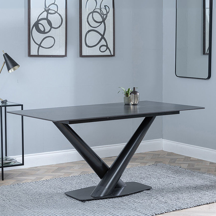 Evelyn 6 Seater Ceramic Dining Table with V Base - 160cm