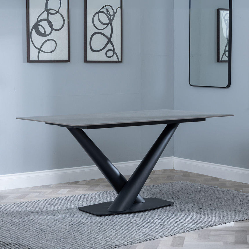 Evelyn 6 Seater Ceramic Dining Table with V Base - 160cm