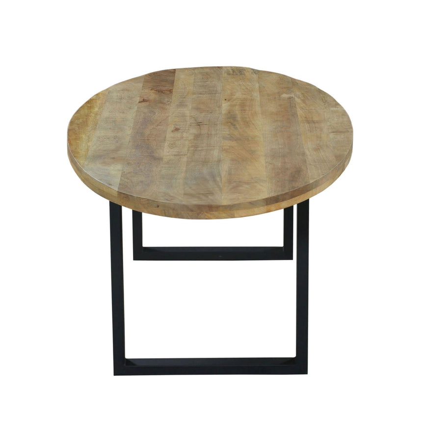 Florence 8-10 Seater Mango Wood Industrial Oval Dining Table with Black U Legs - 240cm