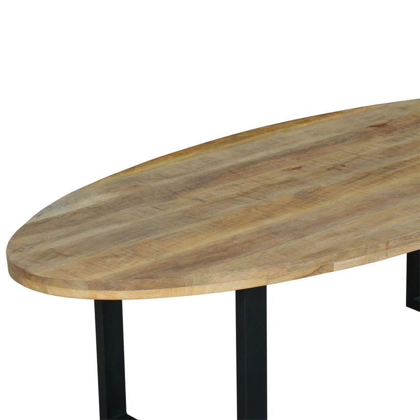 Florence 8-10 Seater Mango Wood Industrial Oval Dining Table with Black U Legs - 240cm
